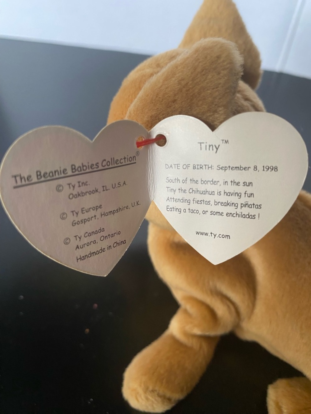 Ty Tan Chihuahua Plush with Heart Tag